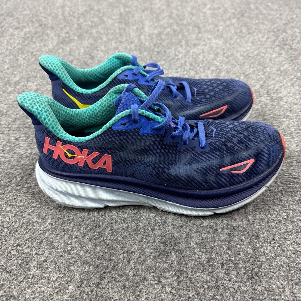 Hoka One One Clifton 9 Shoes Womens Size 7.5 Blue Running Sneakers 1127890 BBCRM